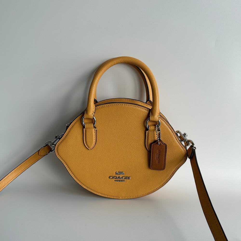 Coach Cantilever Yellow Crossgrain Leather Shoulder Bag Excellent